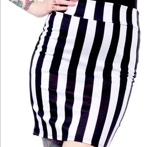 Sourpuss Lydia Deetz Striped Pencil Skirt
